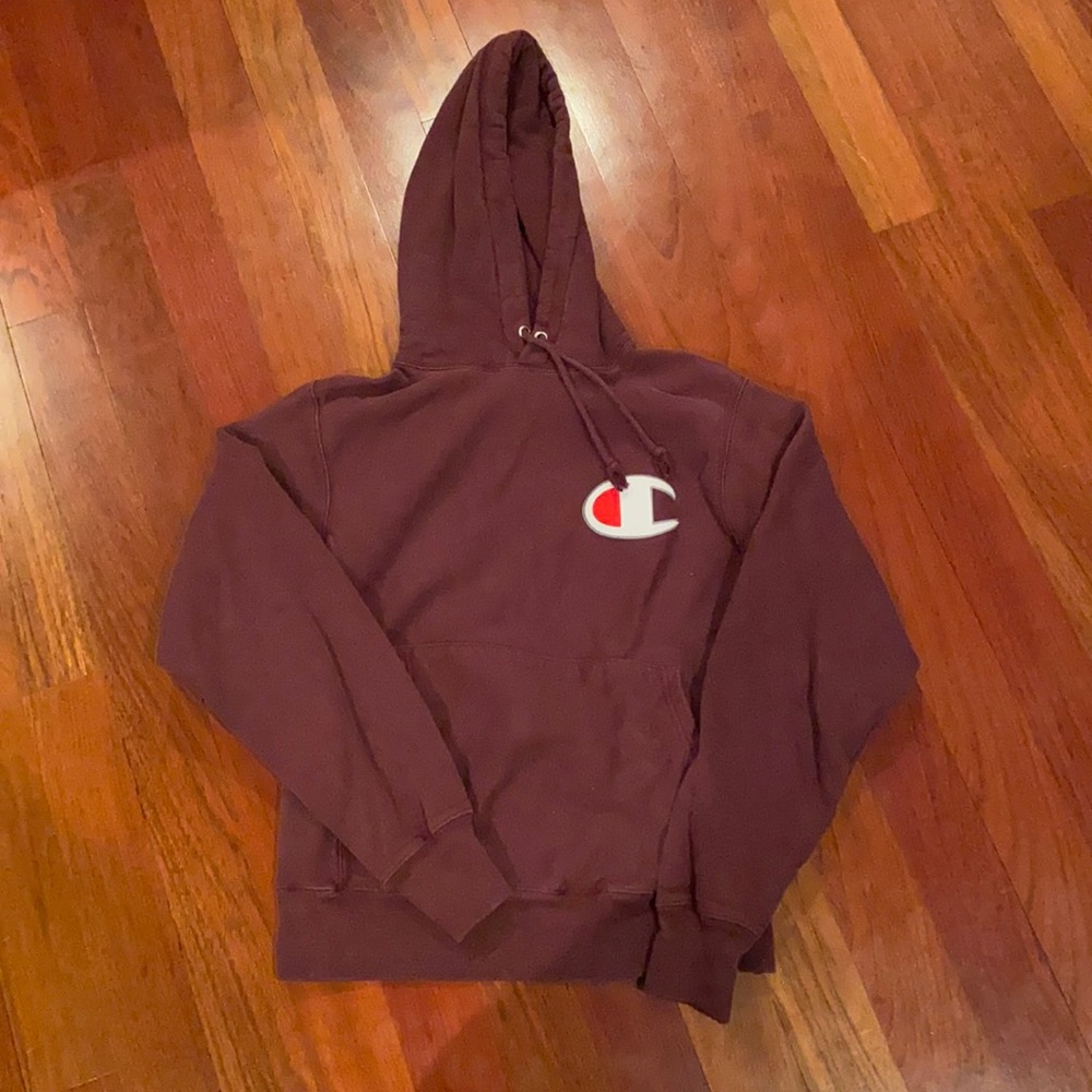 Maroon champion reverse weave hoodie